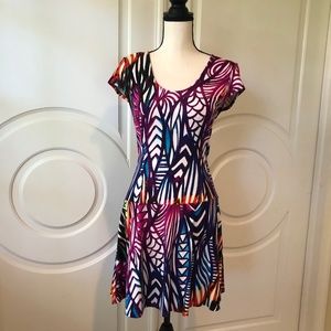 Fit and Flare Tropical Watercolor Dress Ambar